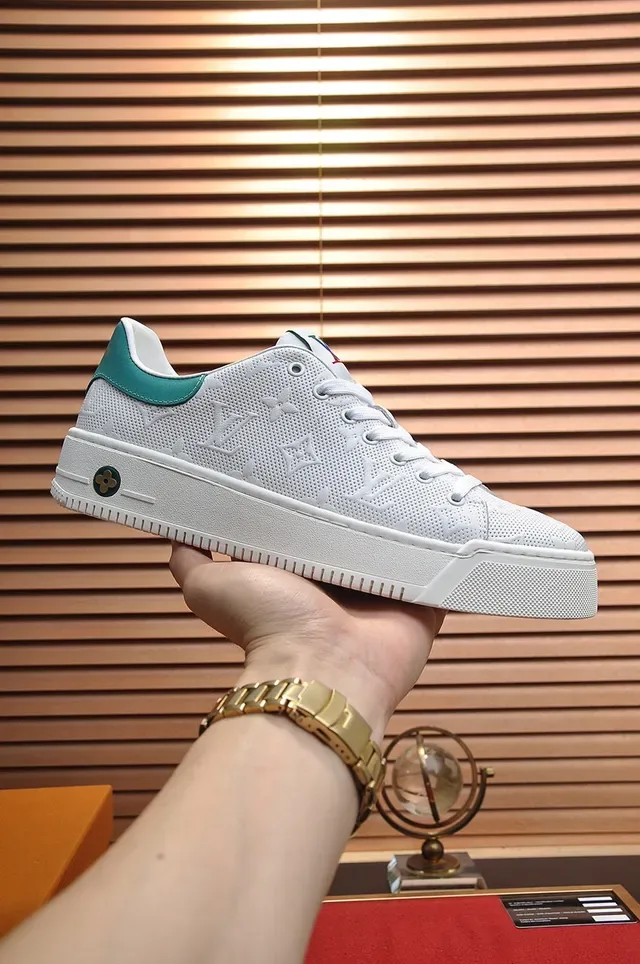 Louis Vuitton LV Trainer White Blue Perforated Monogram Upper Thick Platform Sole Lifestyle Sneakers 7