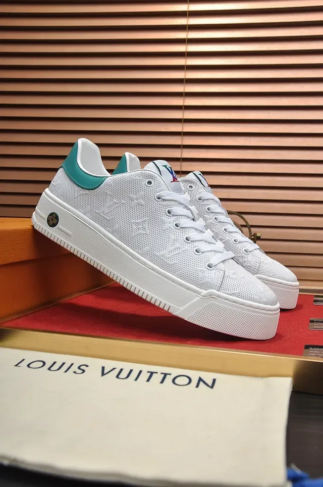 Louis Vuitton LV Trainer White Blue Perforated Monogram Upper Thick Platform Sole Lifestyle Sneakers 8