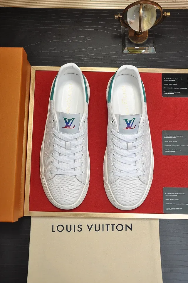 Louis Vuitton LV Trainer White Blue Perforated Monogram Upper Thick Platform Sole Lifestyle Sneakers 9