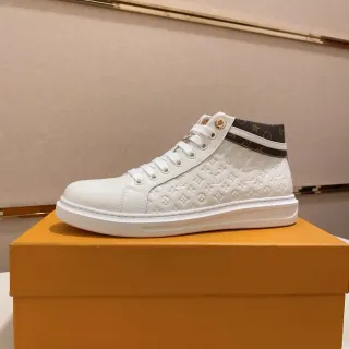 Louis Vuitton LV Trainer White Brown Embossed Monogram High-Top Lifestyle Sneakers