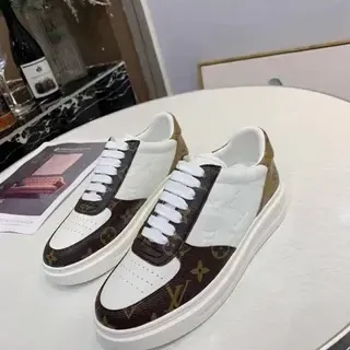 路易威登 LV Trainer 白色棕色 Monogram 帆布 穿孔皮革 脚趾 生活方式 Sneakers