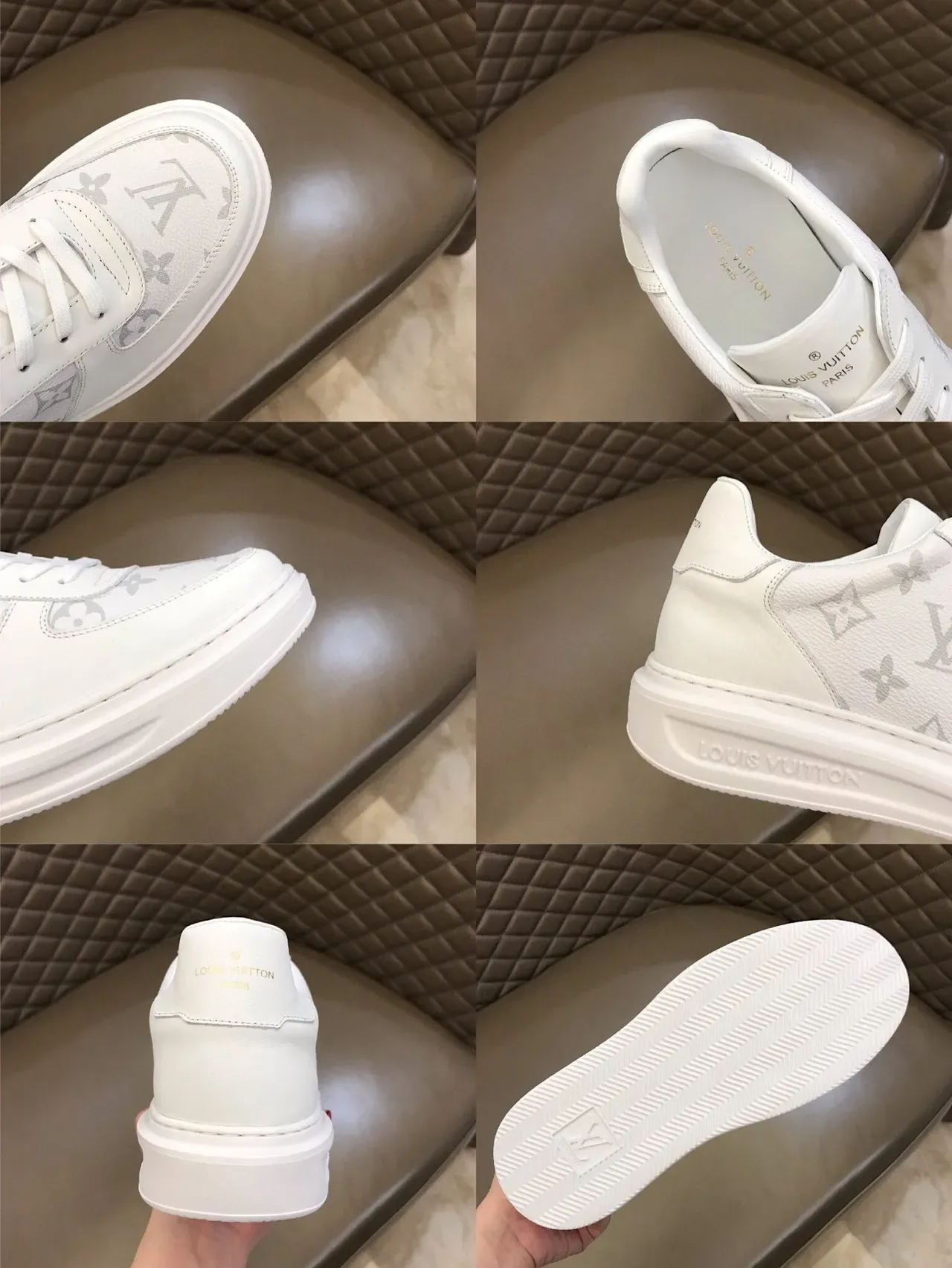Louis Vuitton LV Trainer Chaussures Lifestyle Blancs et Gris Imprimé Monogram Cuir Semelle de Plateforme 2