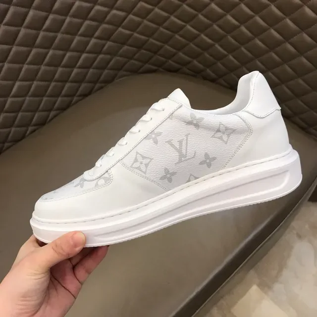 Louis Vuitton LV Trainer Chaussures Lifestyle Blancs et Gris Imprimé Monogram Cuir Semelle de Plateforme 3