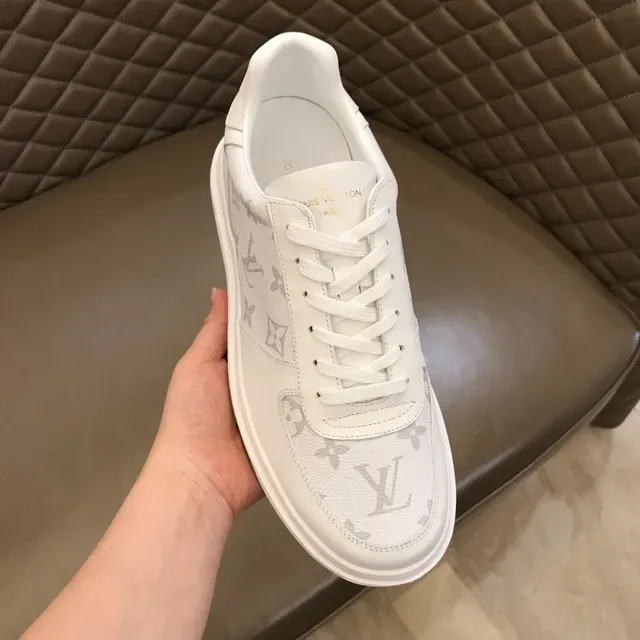 Louis Vuitton LV Trainer Chaussures Lifestyle Blancs et Gris Imprimé Monogram Cuir Semelle de Plateforme 4