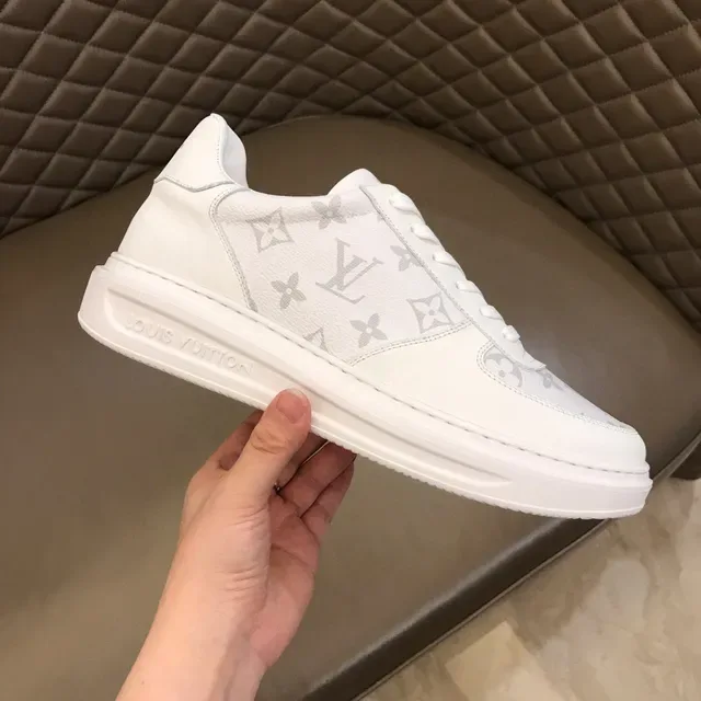 Louis Vuitton LV Trainer Chaussures Lifestyle Blancs et Gris Imprimé Monogram Cuir Semelle de Plateforme 5
