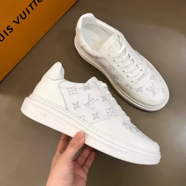 Louis Vuitton LV Trainer Chaussures Lifestyle Blancs et Gris Imprimé Monogram Cuir Semelle de Plateforme 6