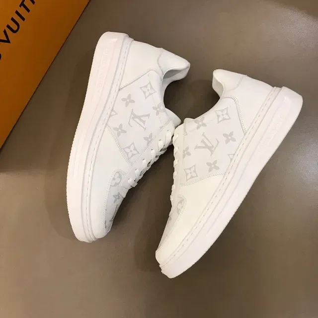 Louis Vuitton LV Trainer Chaussures Lifestyle Blancs et Gris Imprimé Monogram Cuir Semelle de Plateforme 7
