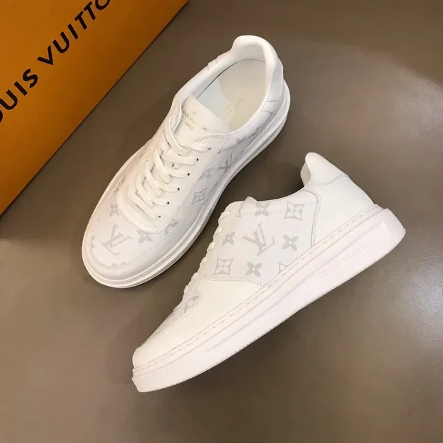 Louis Vuitton LV Trainer Chaussures Lifestyle Blancs et Gris Imprimé Monogram Cuir Semelle de Plateforme 8