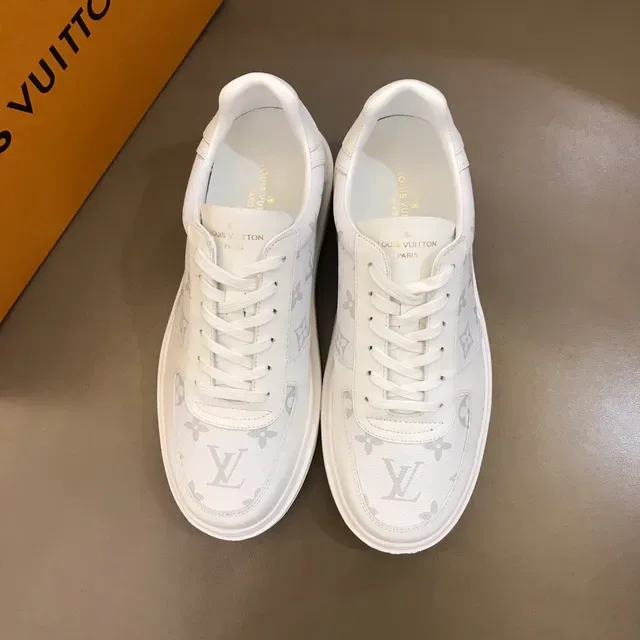 Louis Vuitton LV Trainer Chaussures Lifestyle Blancs et Gris Imprimé Monogram Cuir Semelle de Plateforme 9