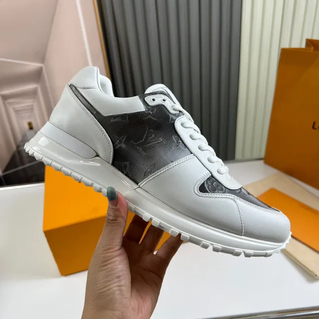 Louis Vuitton LV Trainer White Gray Monogrammed Leather Layered Panel Construction Lifestyle Sneakers 4