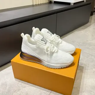 Louis Vuitton LV Trainer Blanco Morado Tejido Superior Monograma Hardware Lifestyle Sneakers
