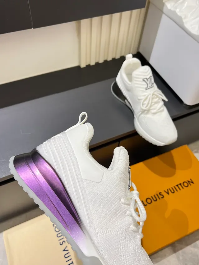 Louis Vuitton LV Trainer White Purple Knit Upper Monogram Hardware Lifestyle Sneakers 3
