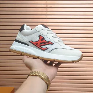 Louis Vuitton LV Trainer Tênis Lifestyle Branco e Vermelho Low-Top Malha e Couro