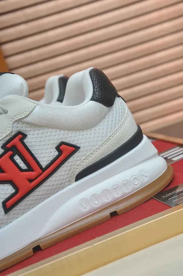 Louis Vuitton LV Trainer White Red Low-Top Mesh-and-Leather Upper Lifestyle Sneakers 2