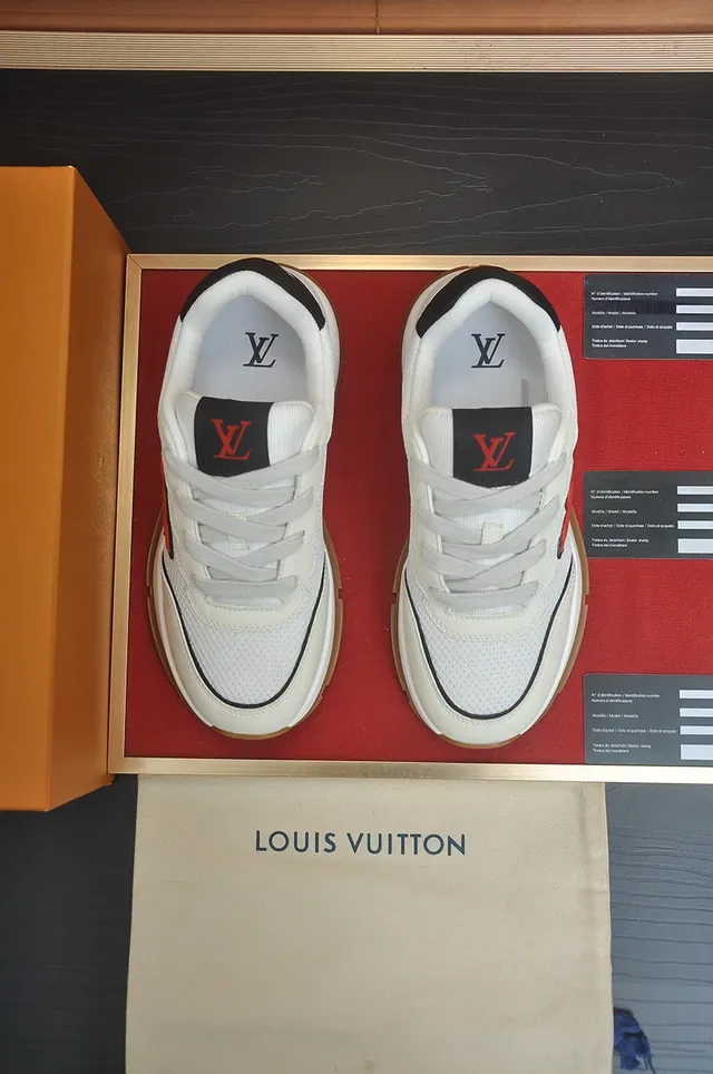 Louis Vuitton LV Trainer White Red Low-Top Mesh-and-Leather Upper Lifestyle Sneakers 5