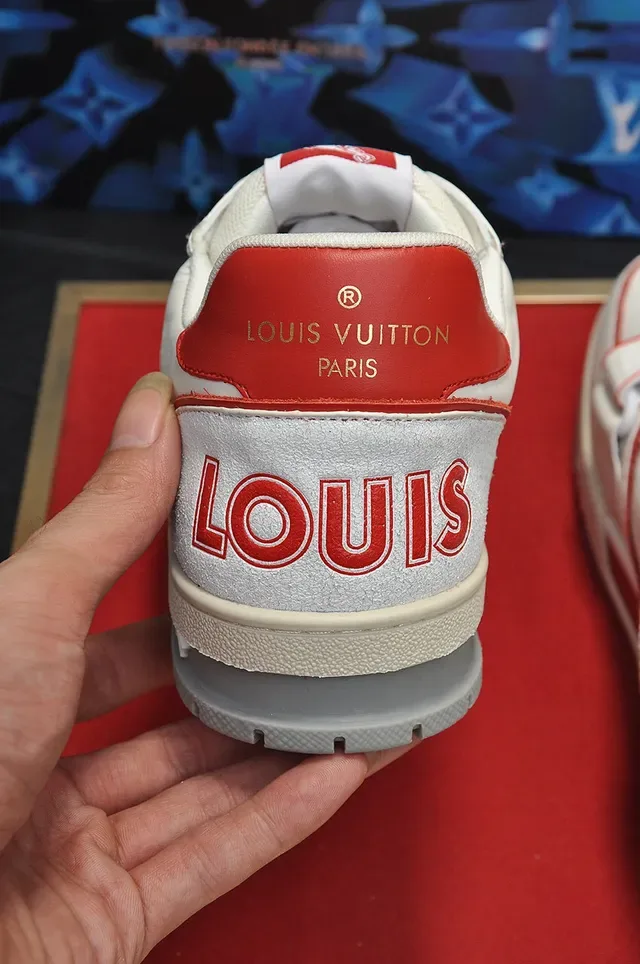 Louis Vuitton LV Trainer White Red Low-Top Mixed-Material Upper Lifestyle Sneakers 2