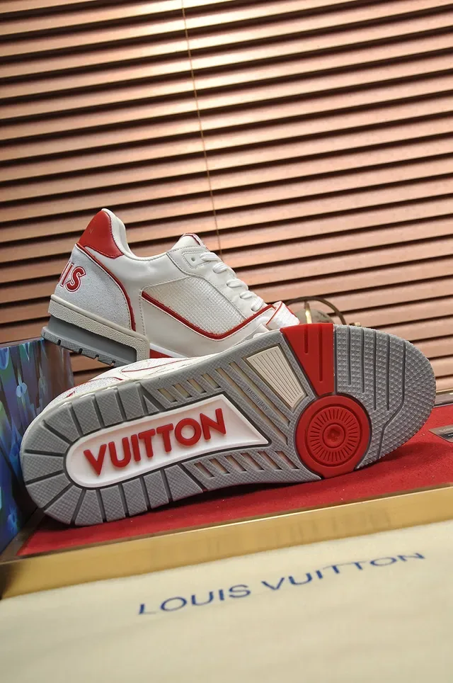 Louis Vuitton LV Trainer White Red Low-Top Mixed-Material Upper Lifestyle Sneakers 4