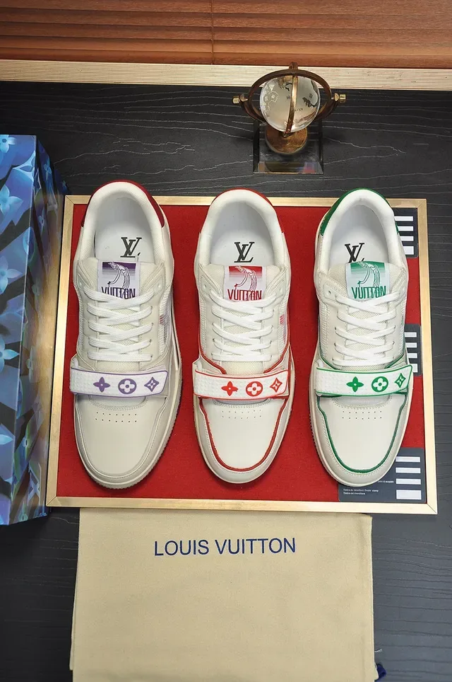 Louis Vuitton LV Trainer White Red Low-Top Mixed-Material Upper Lifestyle Sneakers 6