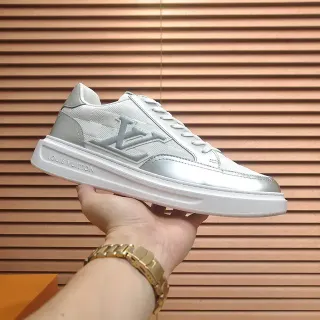 Louis Vuitton LV Trainer Blanco Plateado Low-Top Plataforma Lifestyle Sneakers