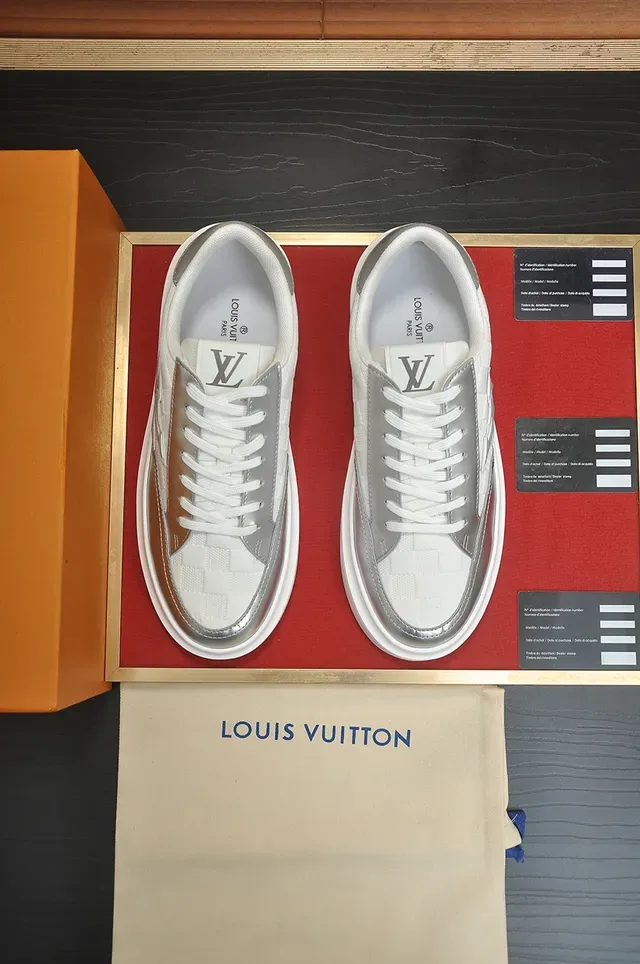 Louis Vuitton LV Trainer White Silver Low-Top Platform Sole Lifestyle Sneakers 5