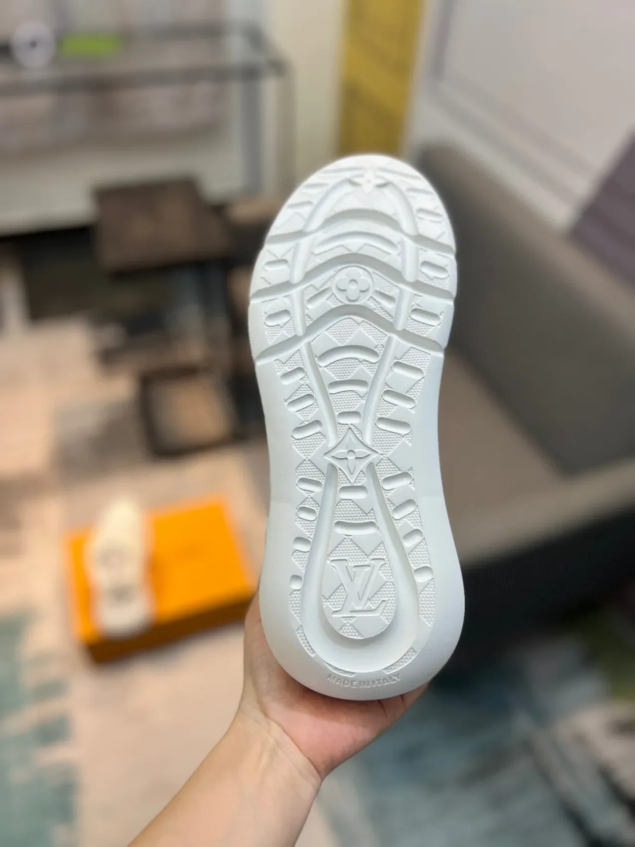 লুইস ভিতন LV Trainer সাদা রূপালী মোনোগ্রামড কনিট উপর কুইল্টেড হিল কাউন্টার লাইফস্টাইল স্নিকার্স 9