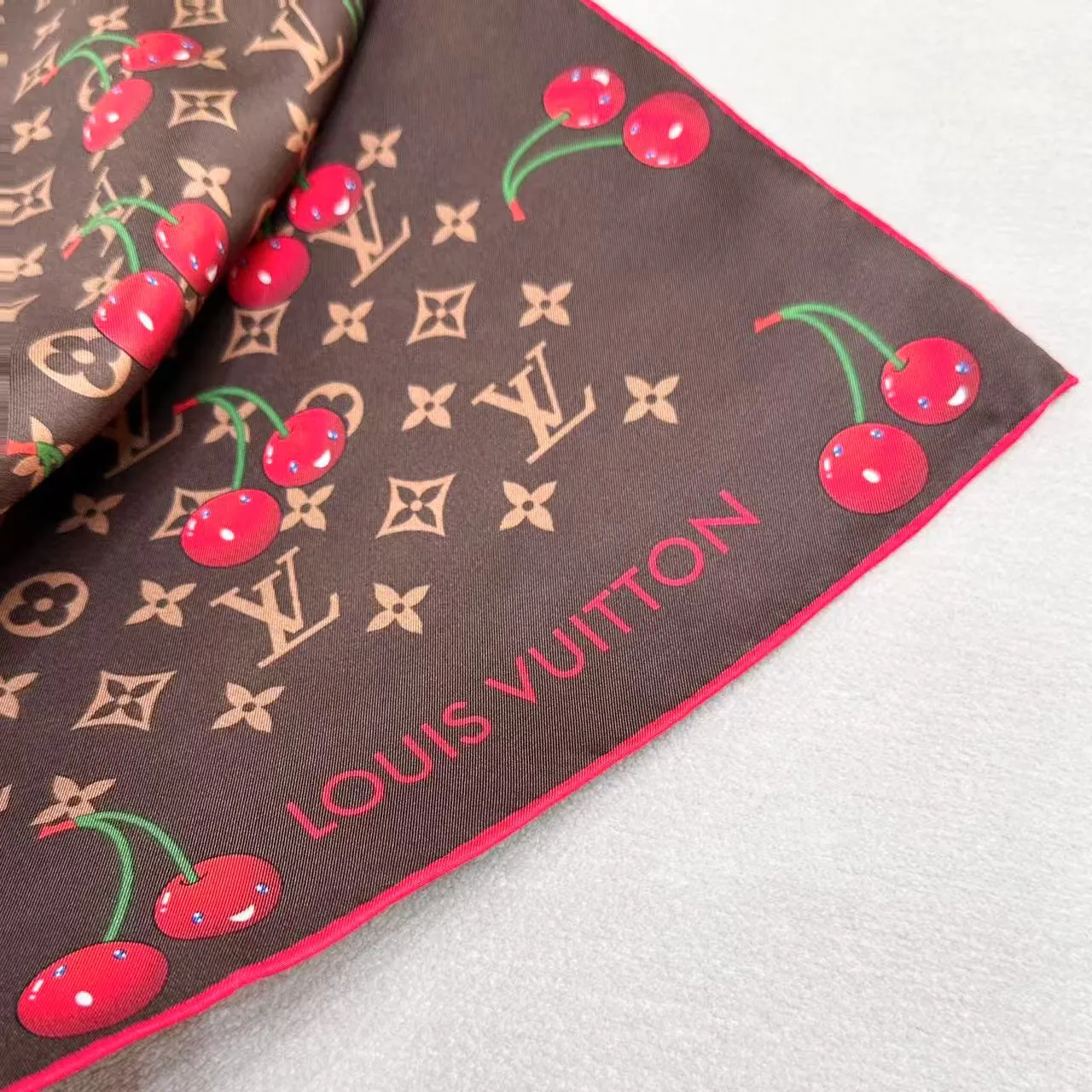 Louis Vuitton LV x TM Monogram Cerise 90 Silk Scarf 2