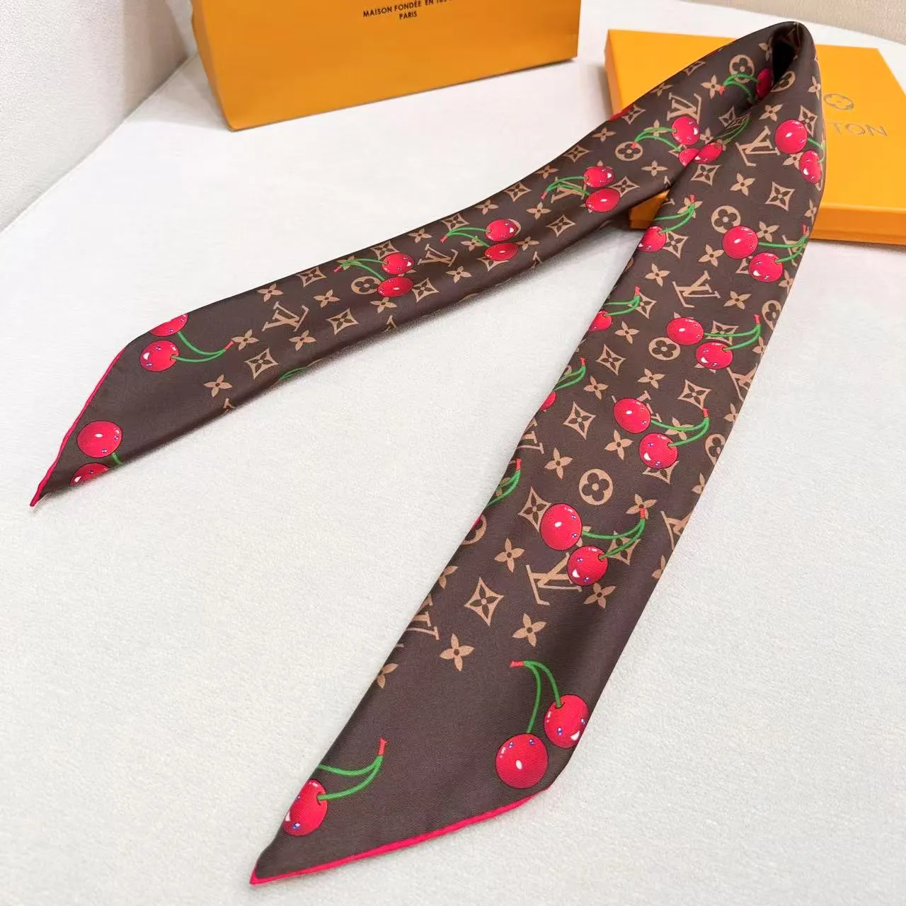Louis Vuitton LV x TM Monogram Cerise 90 Silk Scarf 3