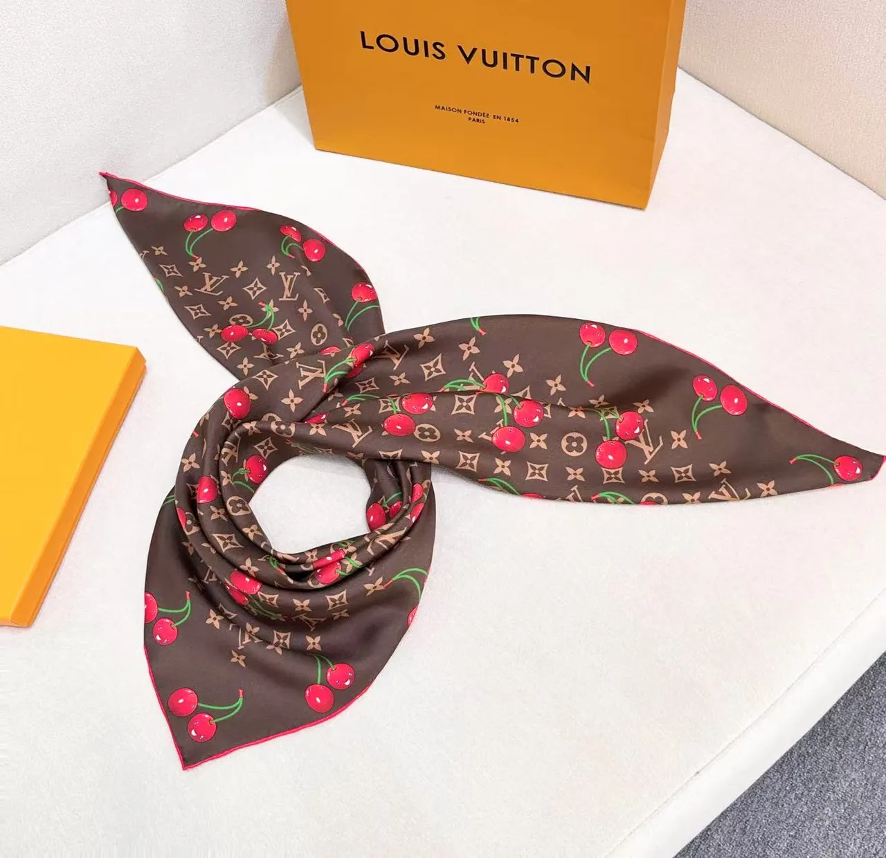 Louis Vuitton LV x TM Monogram Cerise 90 Silk Scarf 4