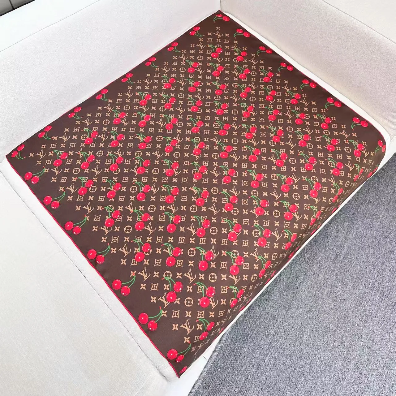 Louis Vuitton LV x TM Monogram Cerise 90 Silk Scarf 5