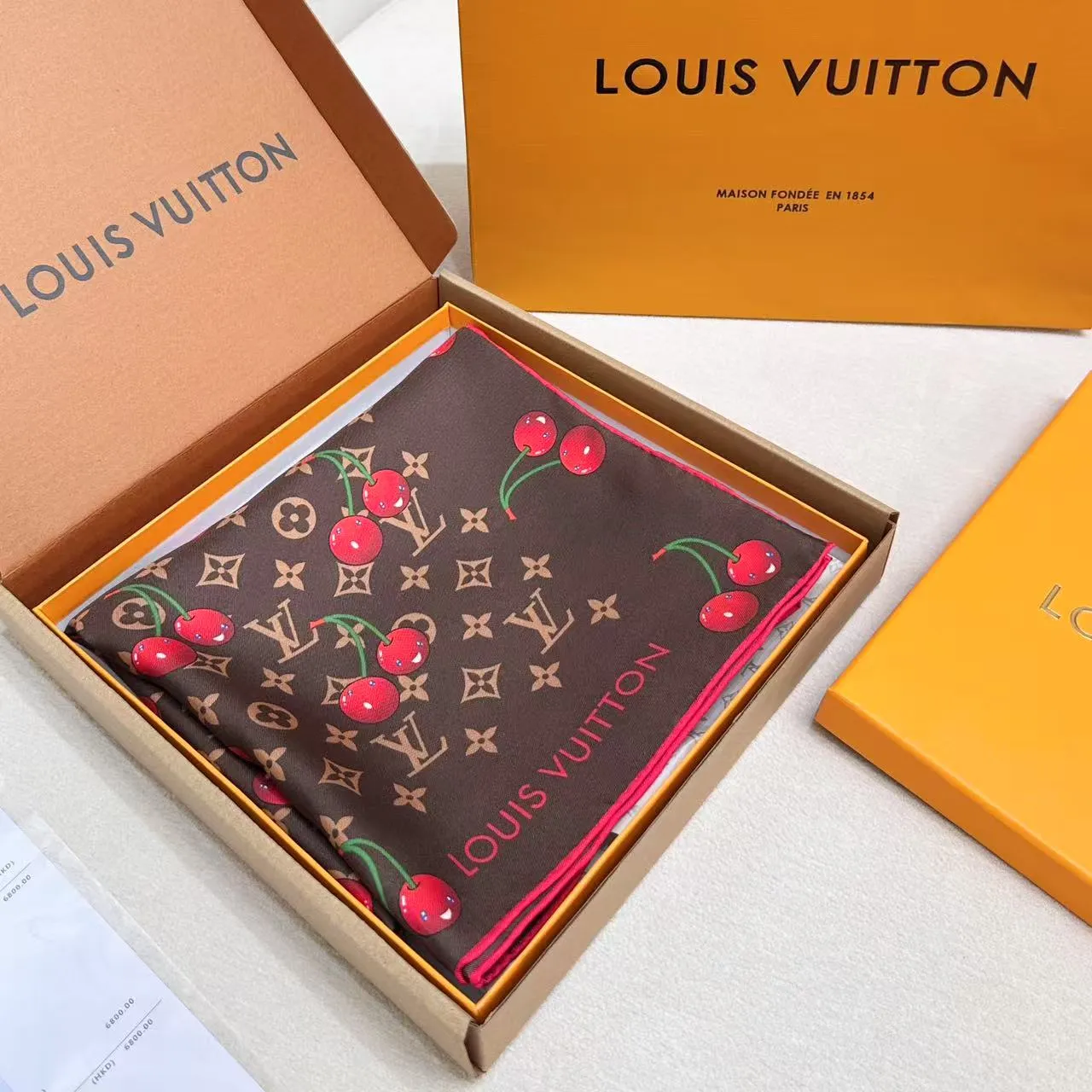 Louis Vuitton LV x TM Monogram Cerise 90 Silk Scarf 6