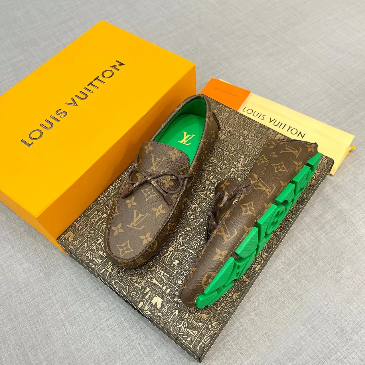 Louis Vuitton Monogram Canvas Green-Lined Bow Loafers 2