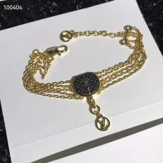 لويس فيتون مونوغرام سلسلة سوار ذهبي أسود مونوغرام سوار دائري