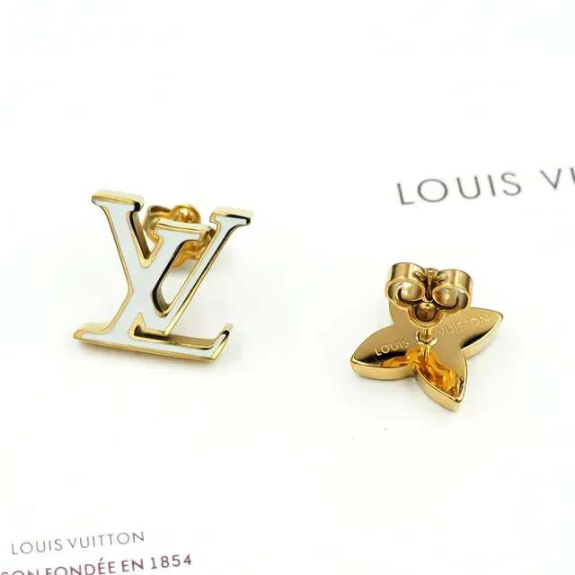 Louis Vuitton Monogram Flower White Gold Metal Enamel Earrings 5
