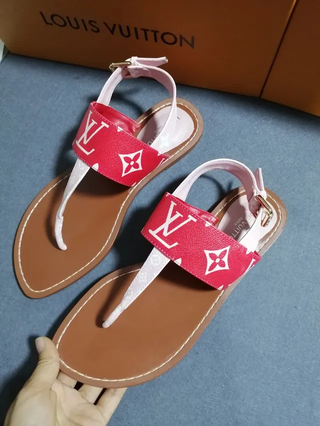 Louis Vuitton Monogram Sandalias Gladiador Rojo y Blanco 3