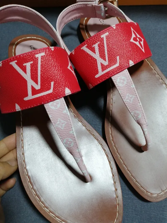 Louis Vuitton Monogram Sandalias Gladiador Rojo y Blanco 5