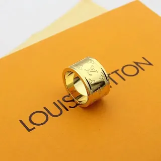 Louis Vuitton Monogram রিং সোনার চওড়া ব্যান্ড খোদাই করা