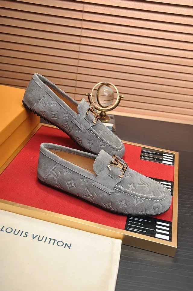 Louis Vuitton Monogram Suede Gold-Tone Buckle Loafers 5