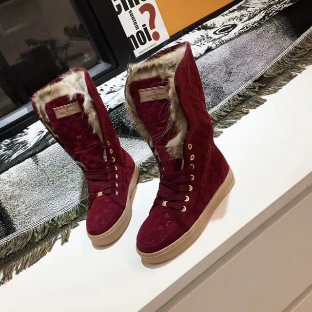 Louis Vuitton Monogram মখমলি ফার-ট্রিমড কনী বুট 3