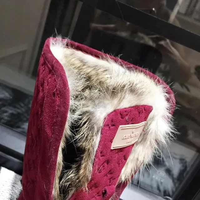 Louis Vuitton Monogram মখমলি ফার-ট্রিমড কনী বুট 6