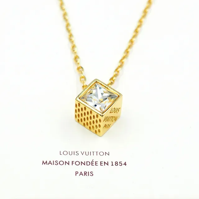 Louis Vuitton Monogram World Tour Cube Pendant Necklace 2