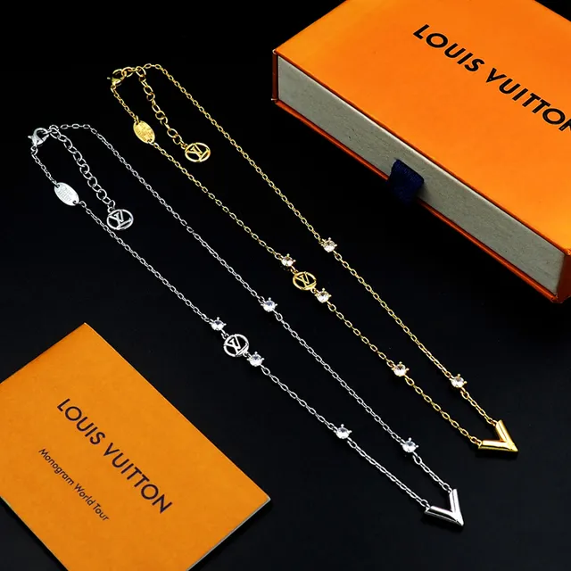 Louis Vuitton Monogram World Tour Silver Transparent Chain LV Charms Necklace 10