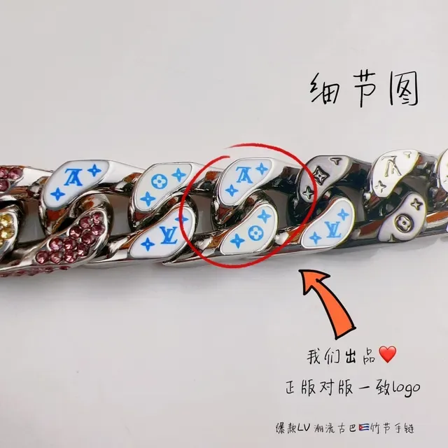 Louis Vuitton Multicolor Silver Chunky Curb-Link Chain Enamel Inlays Necklace 2