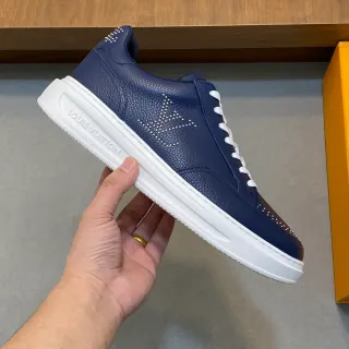 Louis Vuitton Zapatillas Lifestyle Navy White Cuero Pebbled Studded Monogram