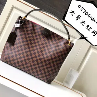 Louis Vuitton Neverfull चेकरबोर्ड भूरा टोट बैग