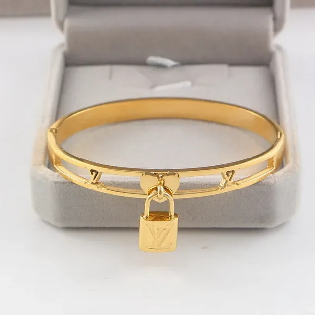 Louis Vuitton Bracelet à Cadenas Or Argent Bracelet Manchette à Charnière Charm 3