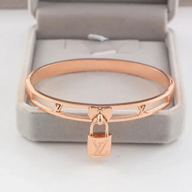 Louis Vuitton Bracelet à Cadenas Or Argent Bracelet Manchette à Charnière Charm 6