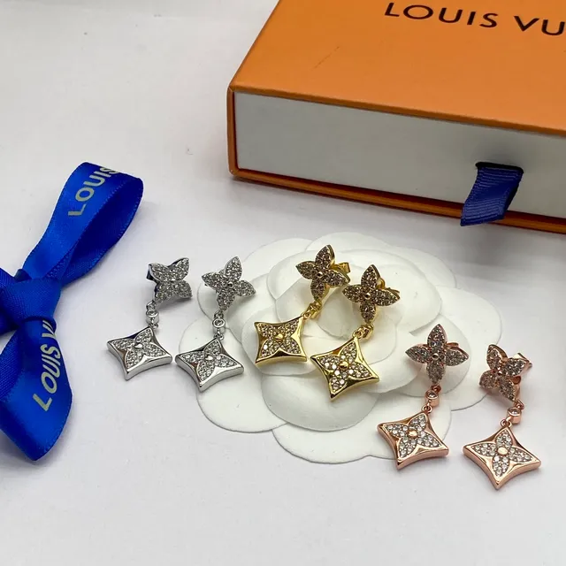 Louis Vuitton Pavé Flower and Star Drop Earrings 6