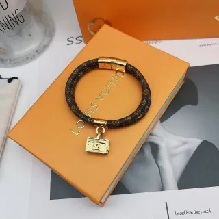 Louis Vuitton Petite Malle بني ذهبي مضفر مونوجرام جلد هاردوير سوار