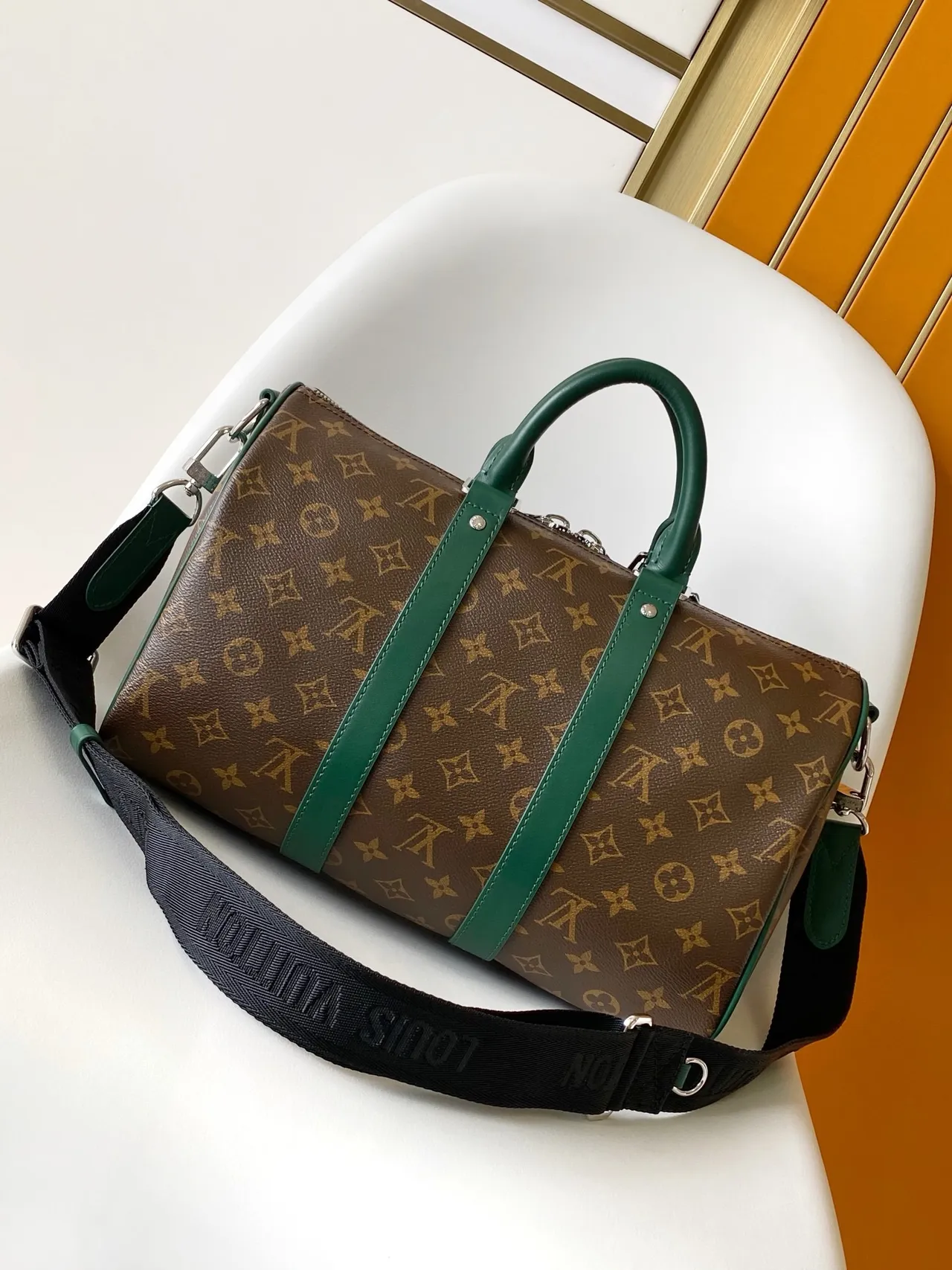 Louis Vuitton Pillow Bag Marrón Verde Monograma Lona Boston Bag 7