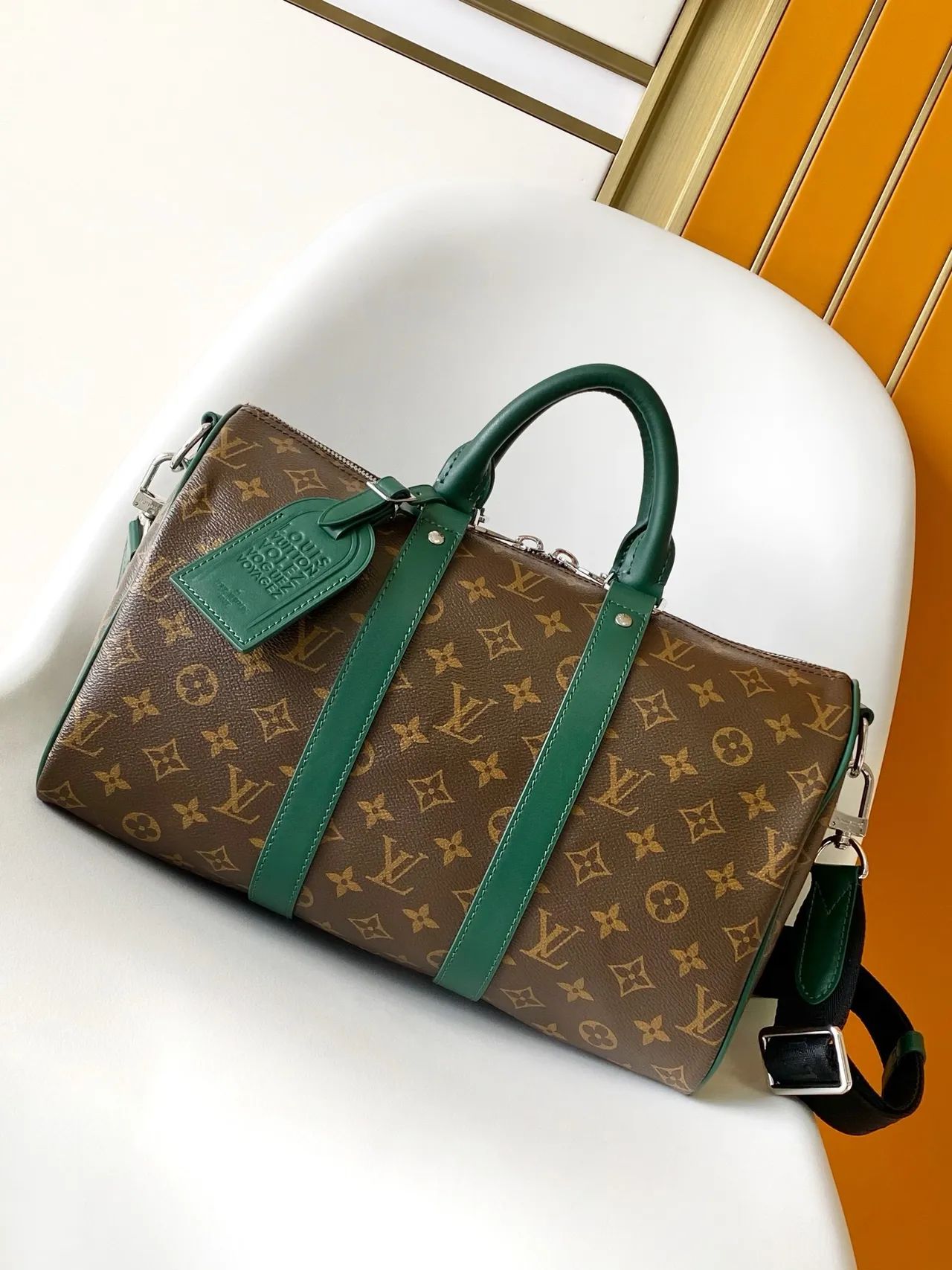 Louis Vuitton Pillow Bag Marrón Verde Monograma Lona Boston Bag 8